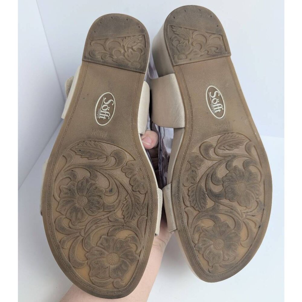 Sofft Beige Wedge Sandals with Buckle - Picture 7 of 7